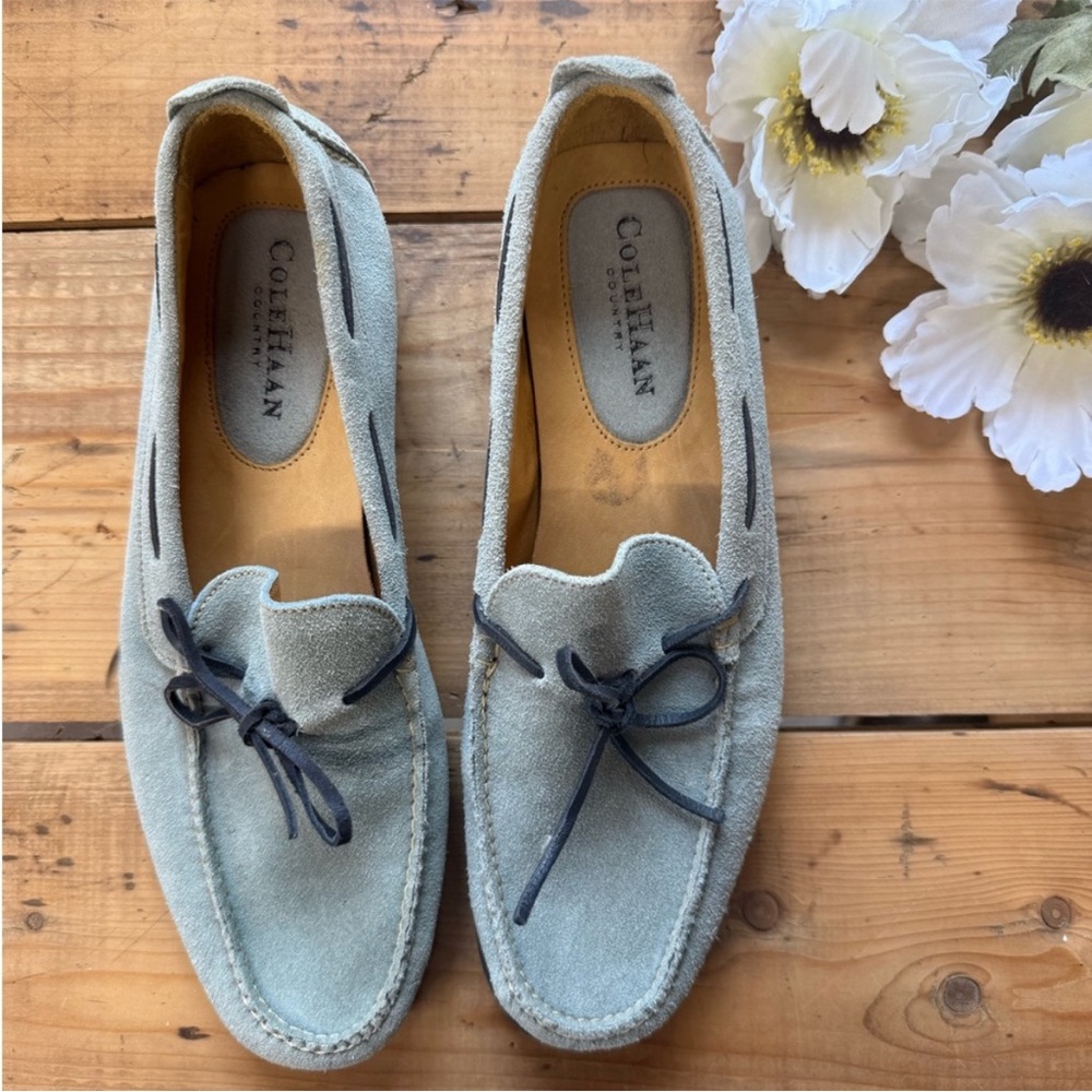 Cole Haan Suede Loafers in Light blue with Dark Gray suede laces dockers